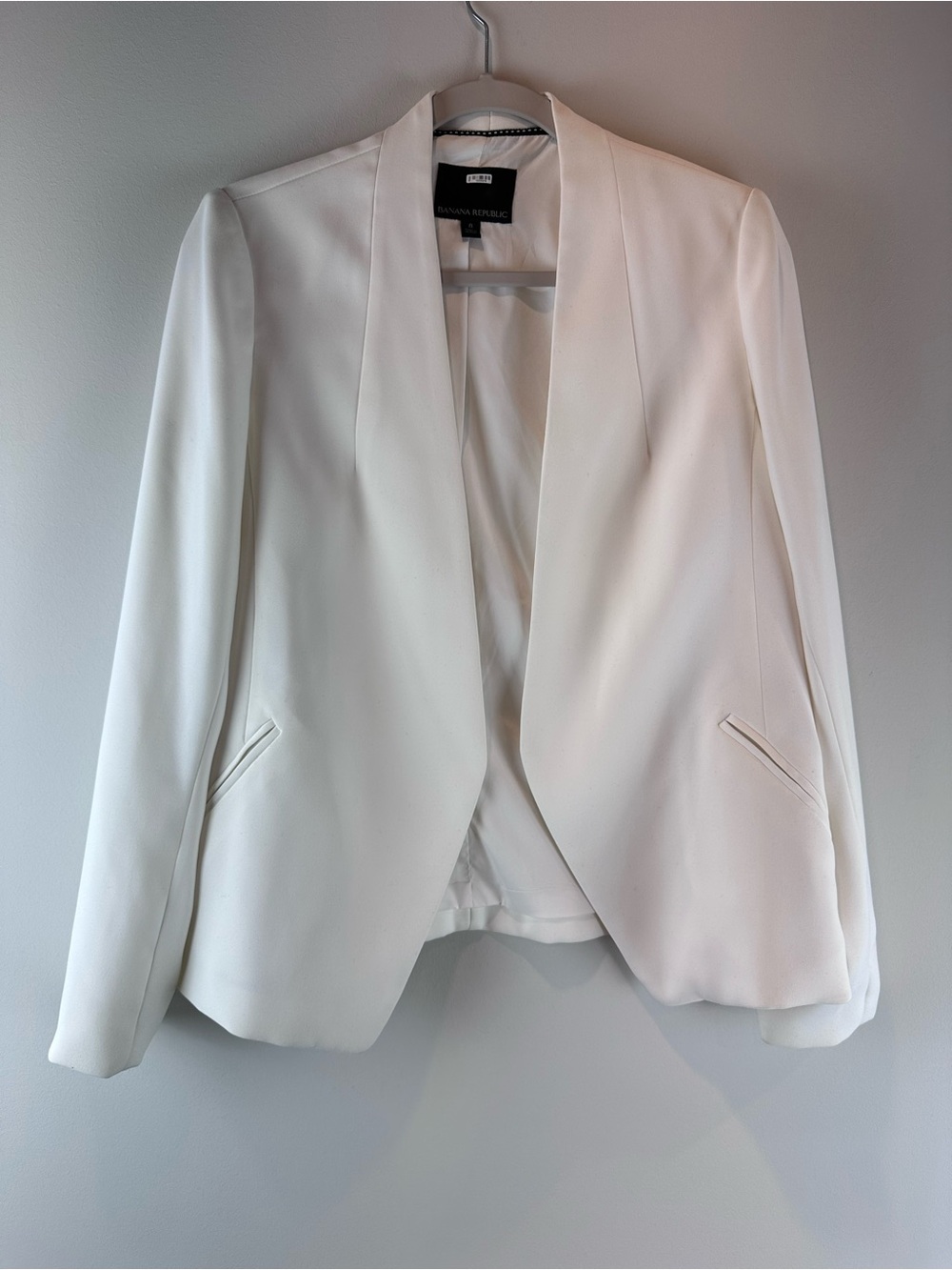 Banana Republic White Off White Collarless Career Business Casual Blazer Size 8